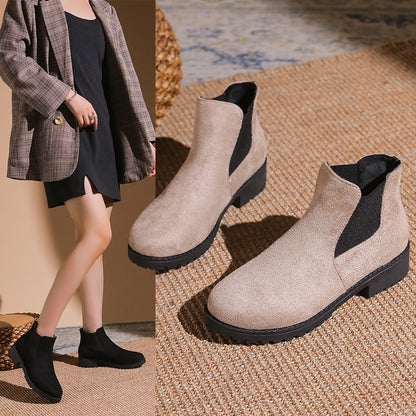 Women Boots Chunky Heel Platform British Style Thick Sole Increase Height Casual Chelsea Boots For Autumn And Winter Casual Wear