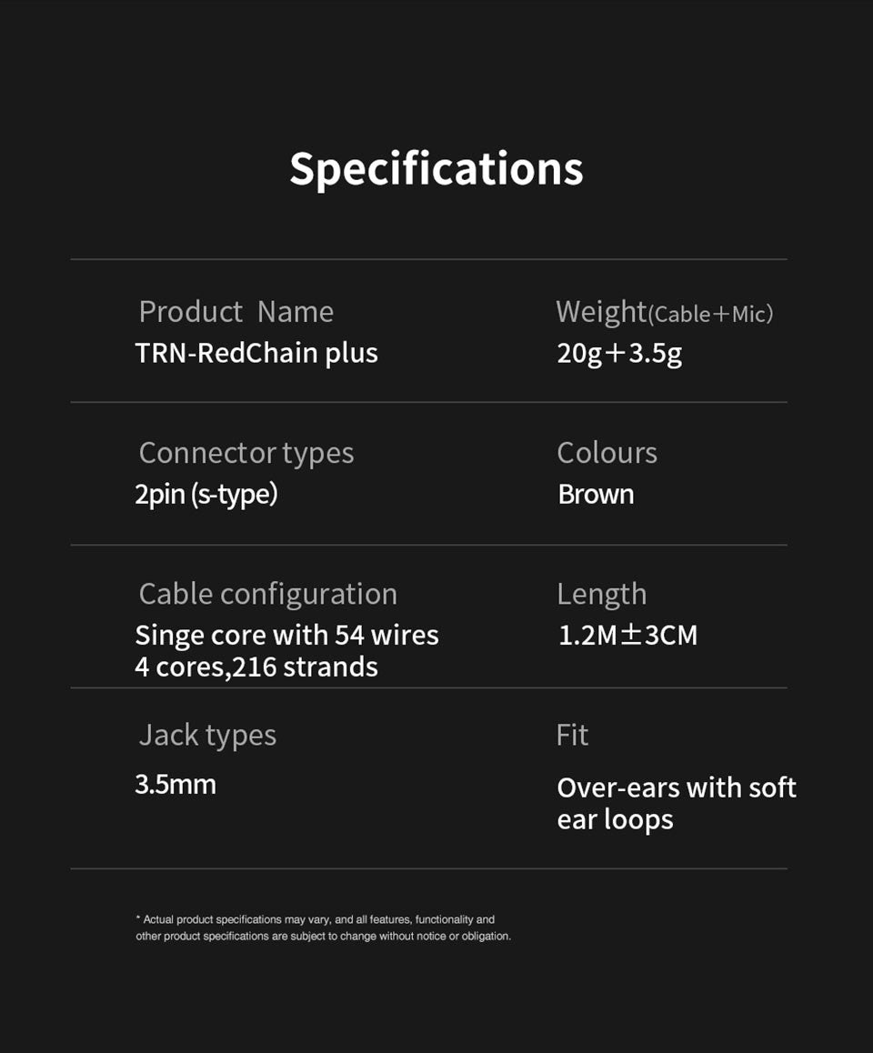 TRN RedChain Plus Gramr Gaming Earphone Upgrade Cable with Detachable Microphone 3.5mm 1.2M/2M Headphone TRN Official Store