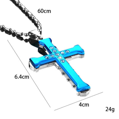 2025 Novo Colar com Pingente Cruz para Homens Simples Legal Zircônia Ouro Preto Corrente de Aço Inoxidável Joia Hip Hop Punk Presente