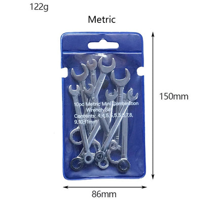 Conjunto de 10 Mini Chaves de Boca, Ferramenta Manual Chaveiro, Chaves Antiexplosão de Bolso Tipo Britânico/Métrico
