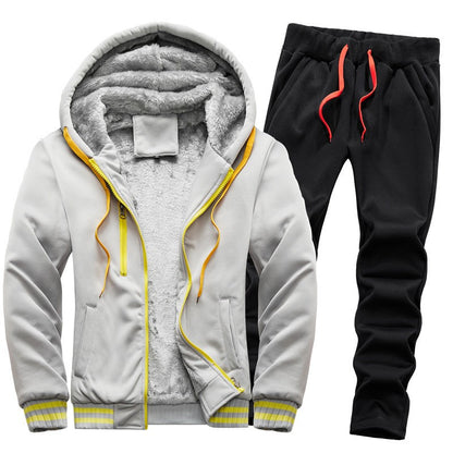 2025 Winter Men's Tracksuit Set Hooded Fleece Lined Jogging Suit Hoodie+Pants Casual Outfits Sportswear Fashion Men's Clothes