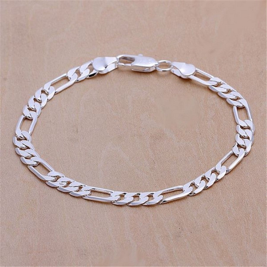 Pulseira Requintada em Prata Esterlina 925 com Corrente Sólida, Amuleto da Moda, Feminino e Masculino, Joias para Casamento, Modelos Lindos e Simples