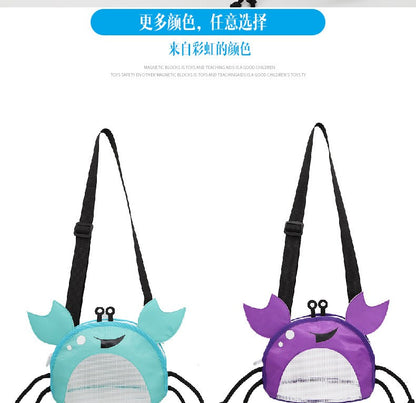 Crab Children's Beach Bag Storage Bag Outdoor Shell Bag Travel Crossbody Small Backpack Toy Storage Bag