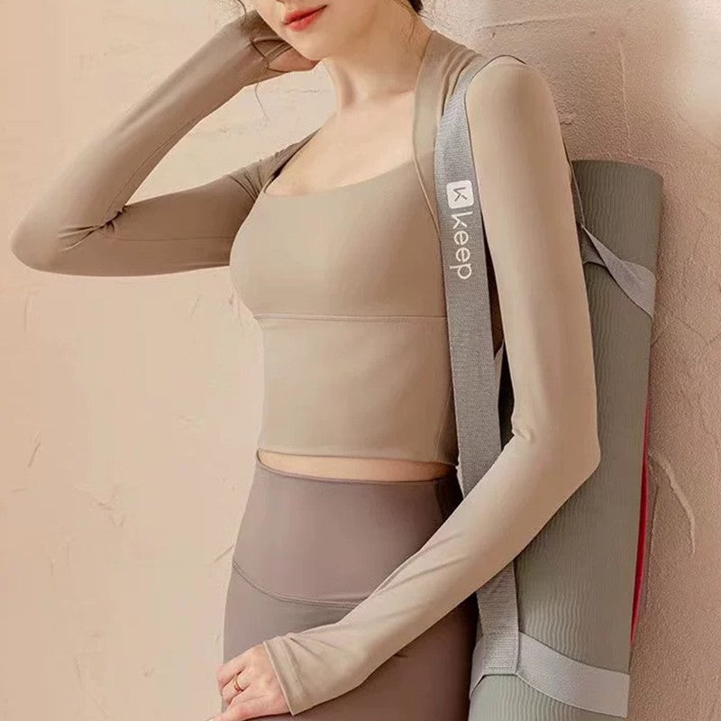 Women's Elegant Long Sleeve Yoga Shawl Sports Top with Chest Cushion Short Elegant Yoga Top Small Camback Pura Speed Dry Autumn