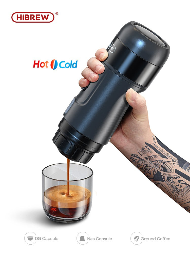 HiBREW Máquina de Café Portátil para Carro e Casa, DC12V Cafeteira Expresso Compatível com Cápsula Nespresso Dolce Pó de Café H4A
