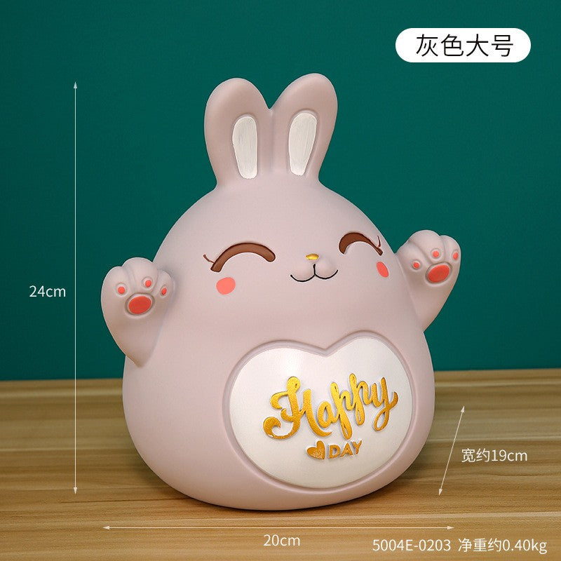 Cartoon Rabbit Piggy Bank Home Living Room Bedroom Ornament Children's Gift Vinyl Anti-fall Piggy Bank Home Accessories