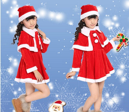 Christmas Baby Santa Claus Cosplay Costume Baby Boys Girls 3/4 Sleeve Clothes Toddler Kids Dress Children Clothing for 1-8 Years