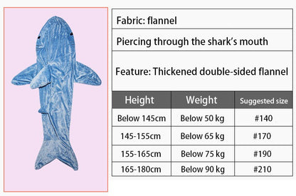 Shark Sleeping Bag Shawl Hooded Flannel Blanket Homewear Clothes Cartoon Pajamas Office Nap Animal Jumpsuit  For Children Adult
