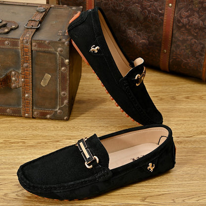 YRZL Loafers Men Big Size 48 Soft Driving Moccasins High Quality Flats Genuine Leather Shoes Men Slip-on Suede Loafers for Men