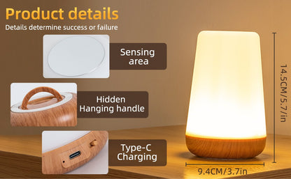 13 RGB Color Changing Portable Bedside Lamp Dimmable Remote Control USB Rechargeable Touch Night Light for Living Room Bedroom G
