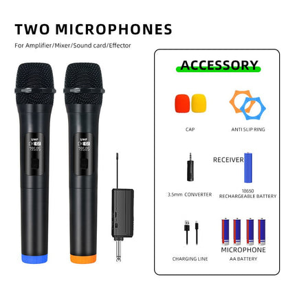 Microfone Sem Fio Xiaomi 2.4G UHF Frequência Fixa 2 Canais Microfone de Mão Para Festa Ao Vivo Karaokê Reunião Profissional
