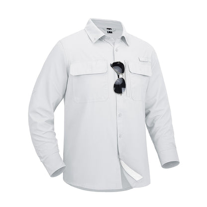 MAGCOMSEN Sun Protection Shirt Quick Dry Long Sleeve Mesh Breathable Shirt Multi Pockets Fishing Shirts Hiking Work Cargo Shirts