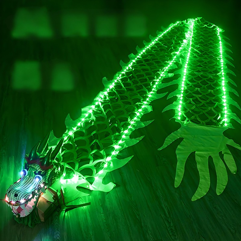 3Meters LED Glowing Dragon Poi With Dragon Head Chinese Dragon Dance Outdoor Fitness Juggling LED Dragon Stream Props