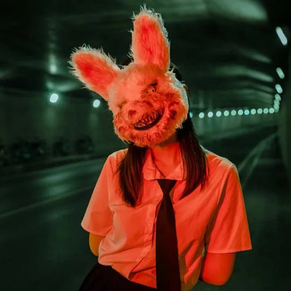 ? Halloween Party Cosplay Scary Bloody Bear Rabbit Mask Make-up Animal Plush Face Mask Props Headcover Masquerade Carnival Mask