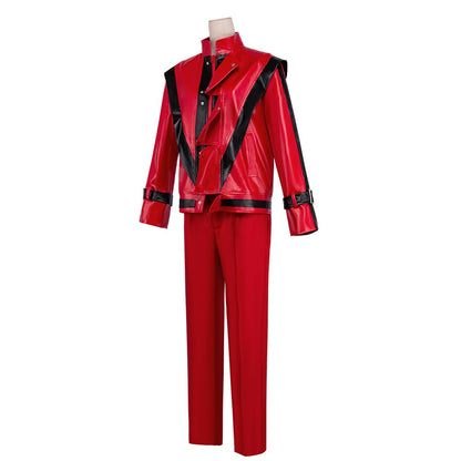 Michael Jackson Thriller Scary Cosplay Costumes movie Red Leather Jacket Pants Uniform Anime Halloween Costume for Men Woman