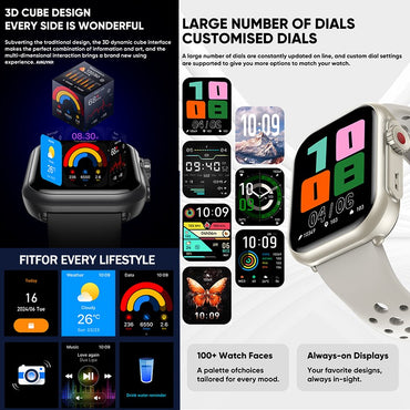2025 Novo Relógio Inteligente Esportivo da Moda Masculino Feminino Tela Sensível ao Toque Total AMOLED HD de 1,85 Polegadas IP68 À Prova D'Água Smartwatches com Chamada Bluetooth