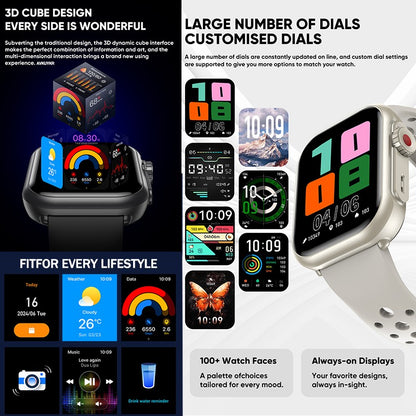 2025 Novo Relógio Inteligente Esportivo da Moda Masculino Feminino Tela Sensível ao Toque Total AMOLED HD de 1,85 Polegadas IP68 À Prova D'Água Smartwatches com Chamada Bluetooth