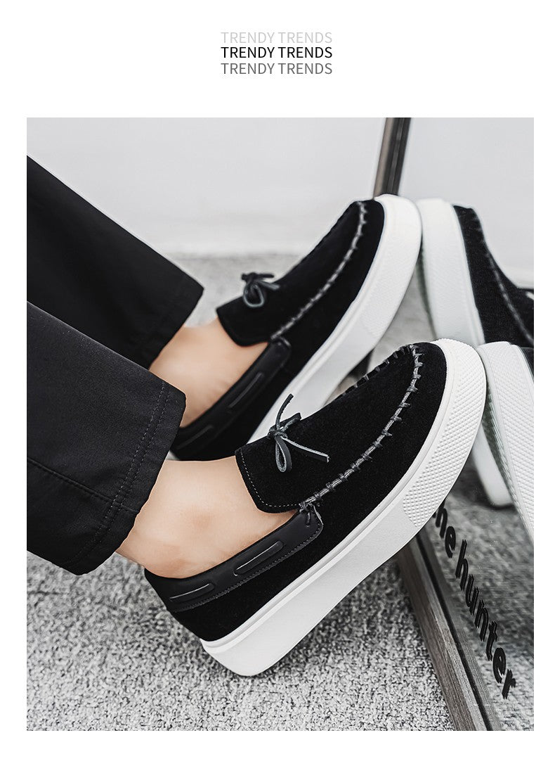 Designer Fashion British Style Flat Walking Shoes Casual Loafers Men Leather Shoes Luxury Dress Shoes Men Antiskid Driving Shoes