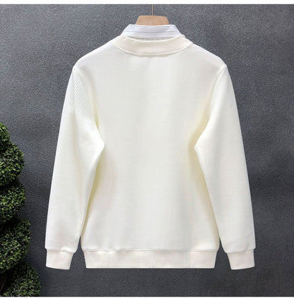 Casual Fake Two-piece Plus Size Hoodies Sweatshirts Spring Autumn Long Sleeve Patchwork Trend Tops Fashion Korean Men Clothing