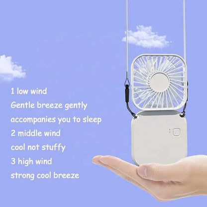 Mini Folding Hanging Neck Fan Foldable Hanging Neck Fan Mini Folding Personal Fan, 3 Speeds USB Charging For Travel Indoor And O