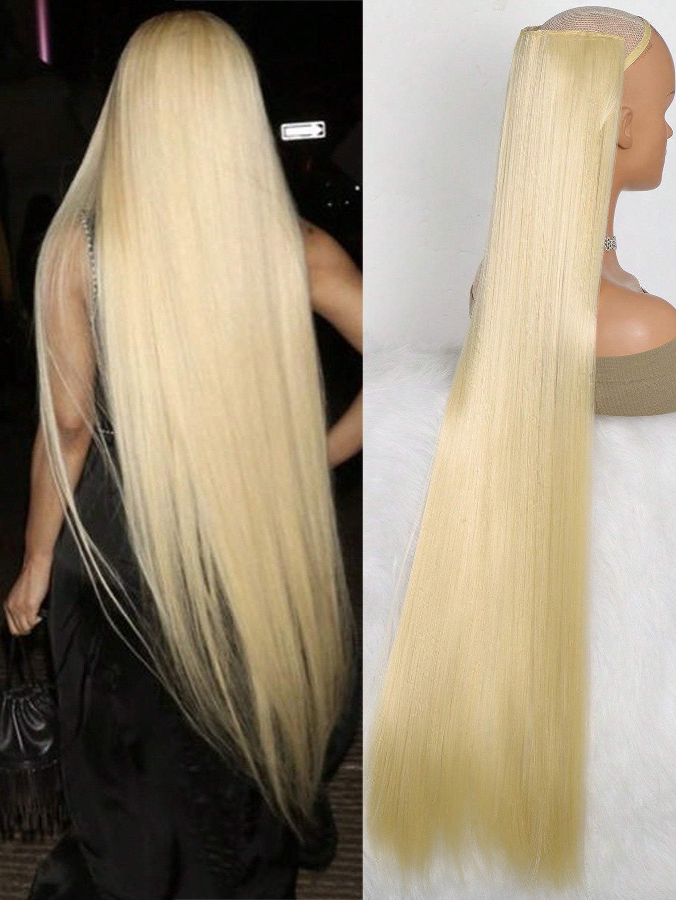 Aosiwig Sintético Super Longo Liso 100cm 5 Presilhas Extensão de Cabelo Natural Preto Loiro Aplique Postiço para Mulheres