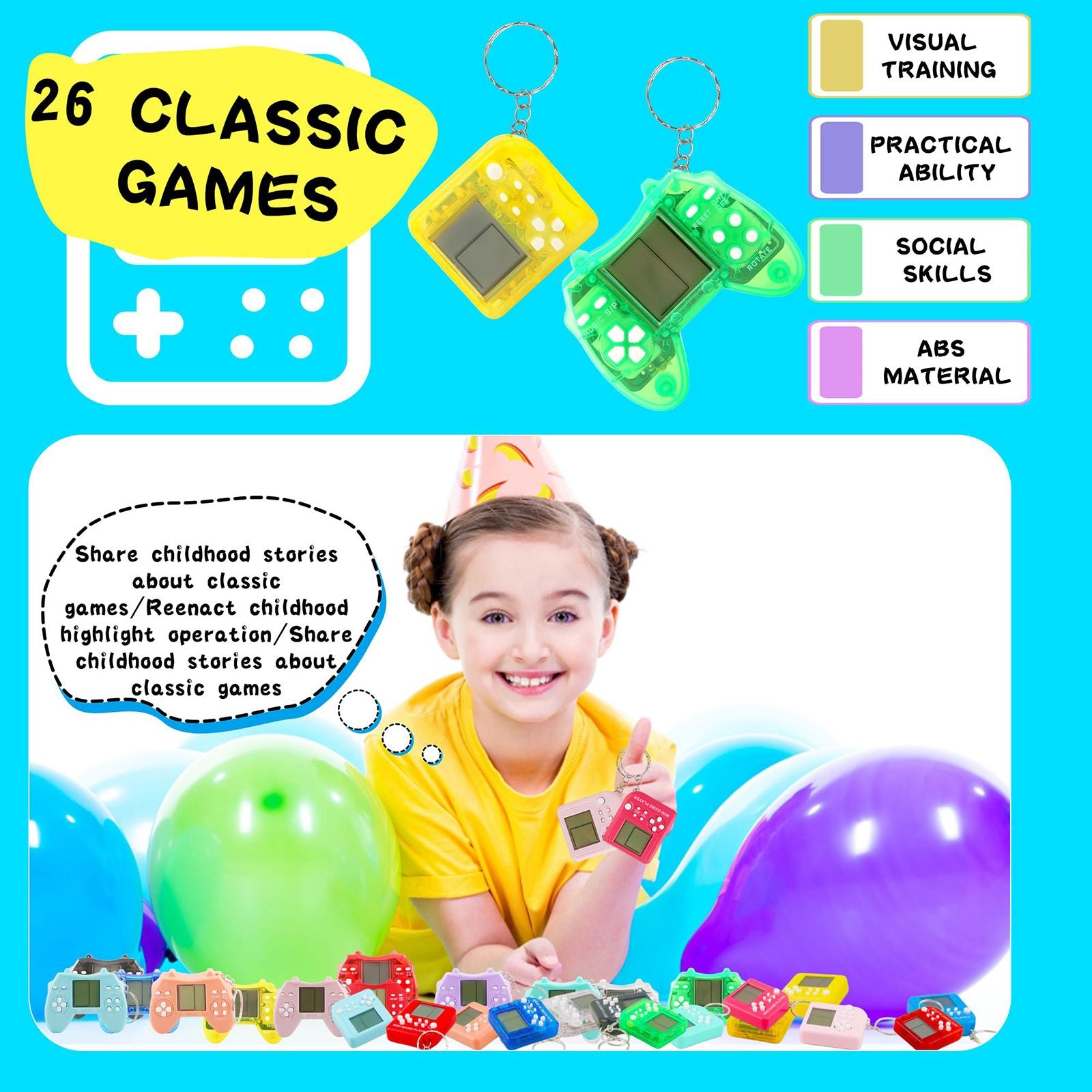 6-48Pcs Video Game Party Favors for Classic Game Console Keychain Birthday Joypad Souvenir School Valentine Gifts