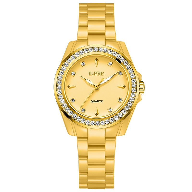 LIGE Fashion Elegant Watch for Women Ceramics Strap Diamond wristwatch Luxury Ladies Bracelet Quartz Watches Gifts Reloj Mujer