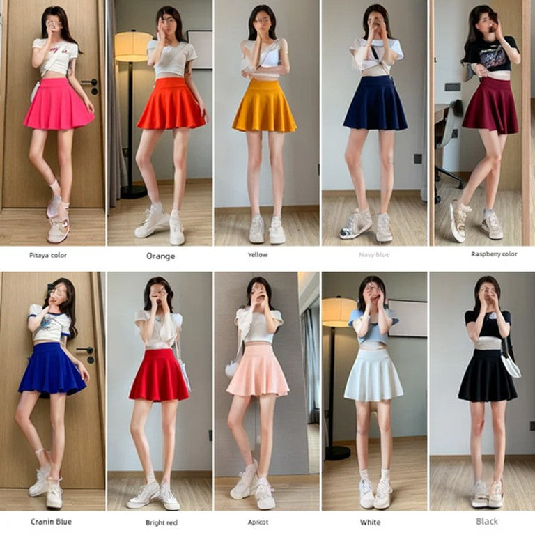 Bubble Short Skirt Women Half Skirt Anti Exposure High Waist Sun Underwear Hundred Pleats