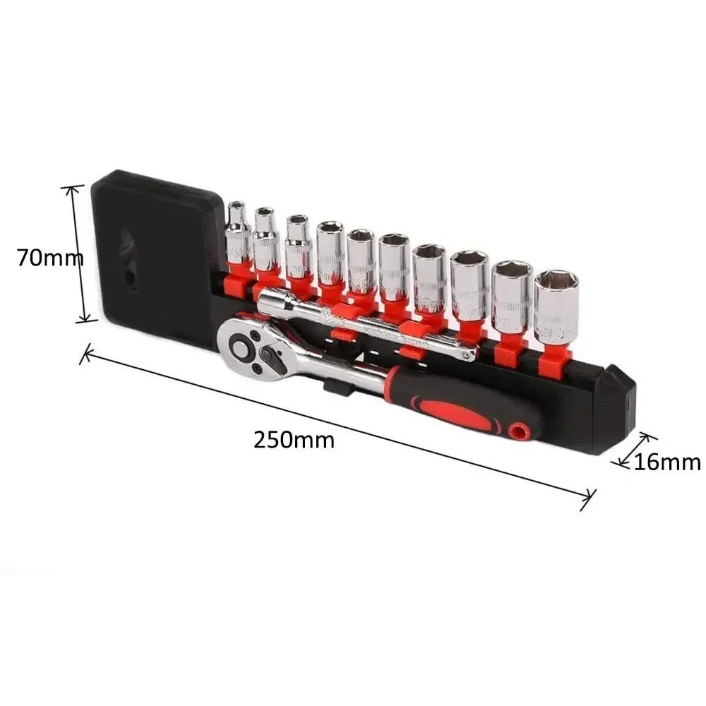 Jogo de Soquetes com Catraca de 1/4" Jogo de Soquetes de Haste de Extensão Chave Catraca Multifuncional Ferramenta Manual para Reparo de Carros e Motocicletas