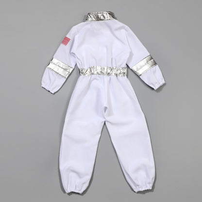 Kids Astronaut Suit Space Costume Halloween Cosplay Party Outfit for Boys Girls School Performance Wear with Hat and Gloves