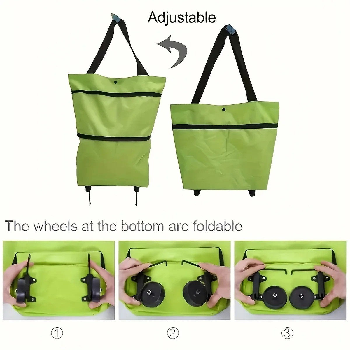 1Pc Foldable Shopping Bag with Wheels Trolley Large Reusable Cloth Hand Tote Bolsas Eco Fabric Supermarket Grocery Pull Cart Bag