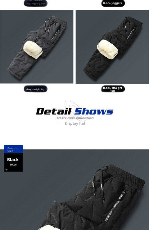Calça Casual com Cordão Elástico na Cintura Moletom Esportivo Calça Folgada de Inverno Masculina Roupas Masculinas Quentes à Prova de Vento Y2k?