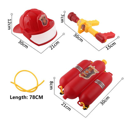 Toddler Firefighter Costume Halloween Role Play Set with Water Gun, Walkie Talkie, Compass Whistle, Party Birthday Gift
