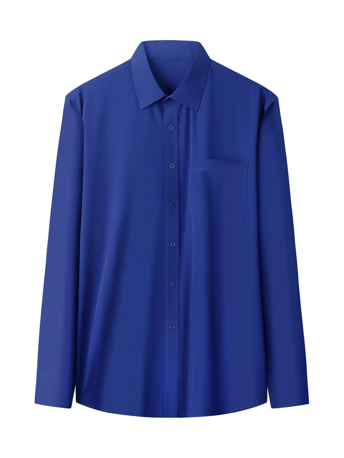 Iron-Free Long Sleeve Silk Smooth Drapey Wedding Shirt for Men Summer Business Formal Wine Red Large Size Men's Clothing