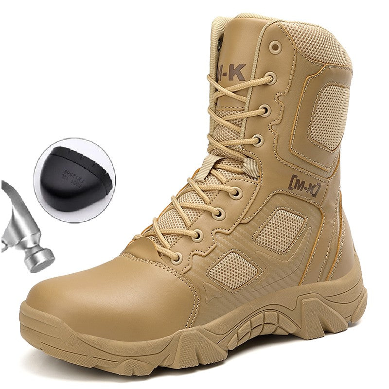 Botas de Segurança Masculinas Impermeáveis para Exteriores com Bico de Aço, Botas de Trabalho Masculinas Antiesmagamento com Bico de Aço, Tamanho 47
