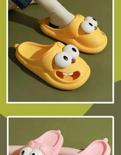 Tongue Kiss Slippers Big Eye Dog Slippers,Cute Funny Big Eye Dog Fun Cartoon Package Head Eva Slippers For Women