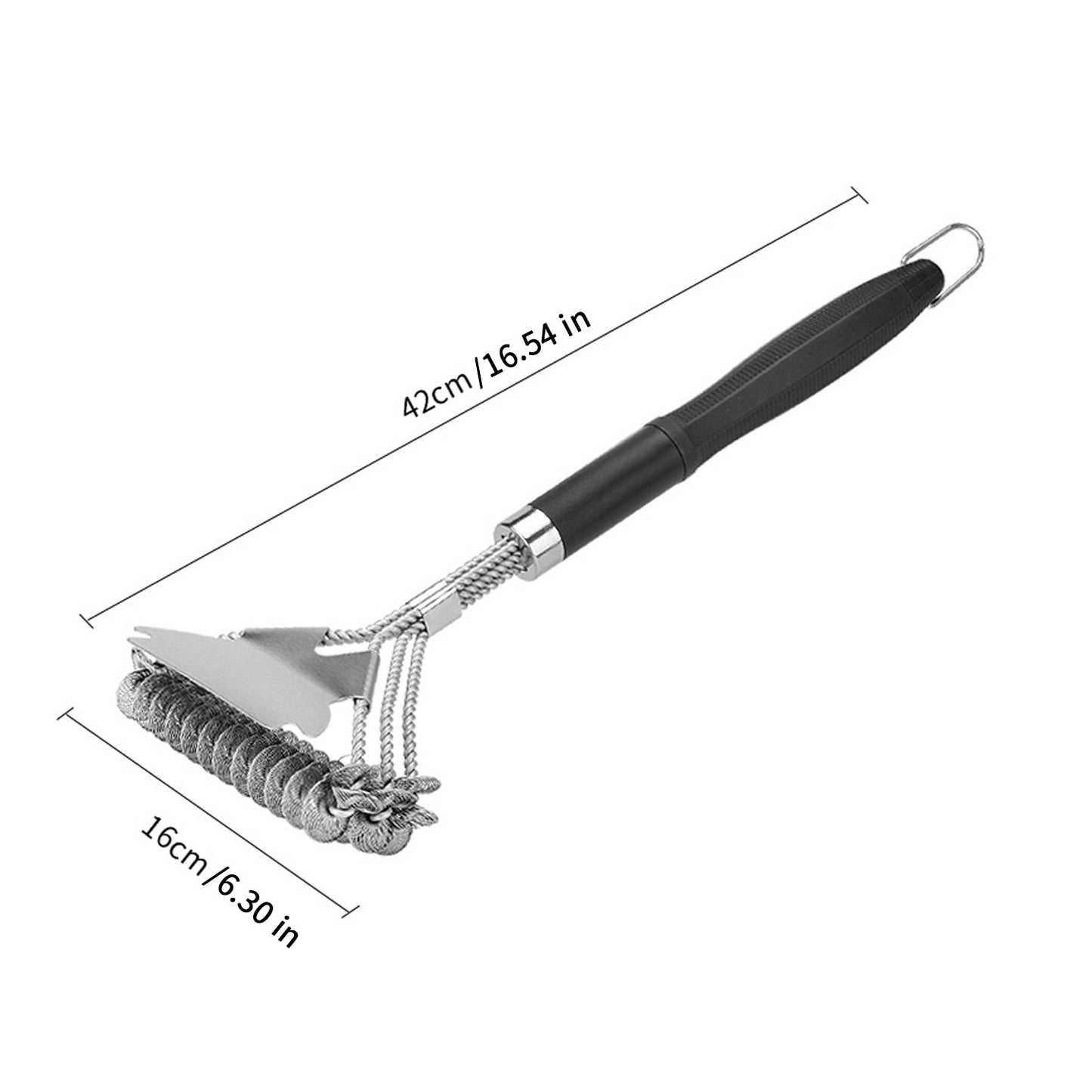Durable Stainless Steel Grill Brush with Scraper Spring Head - No-Shed Wire BBQ Cleaning Brush for Outdoor Barbecue