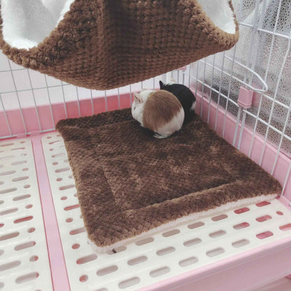 Rede de estimação quente de inverno, rede de hamster de pelúcia espessa de camada dupla, chinchila, porquinho da índia, furão, saco de dormir, gaiola suspensa de hamster