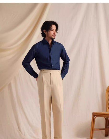 CULTUM Pure Cotton Italian Sle Men's Long Sve Slim Fit Casual Busin irt Classic k Button Collar Denim irt