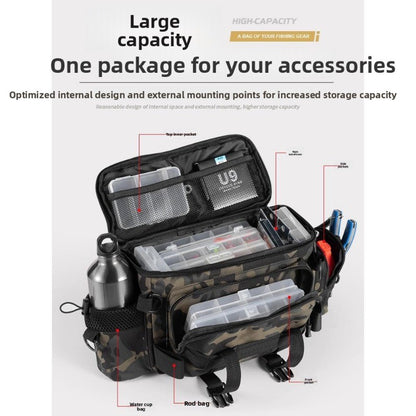 Fishing Lure Waist Bag Crossbody Multifunctional Storage , Waterproof , Large Capacity Fishing Rod Accessory Fishing Rod Bag