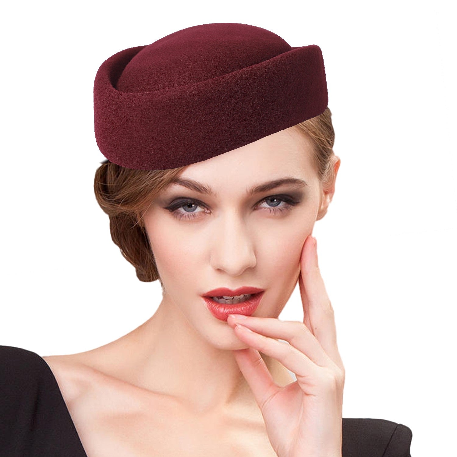 FS Vintage Winter Wool Pillbox Hats Black White Church Hat For Women Elegant Formal Tea Party Wedding Bride Cap Chapeau Femme