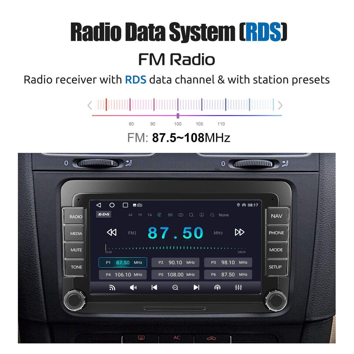 ESSGOO 7" Android 14 4G+64G Apple Carplay Som Automotivo GPS NAVI WIFI RDS FM BT para VW Golf 5 6 Passat Polo Touran Tiguan Caddy EOS