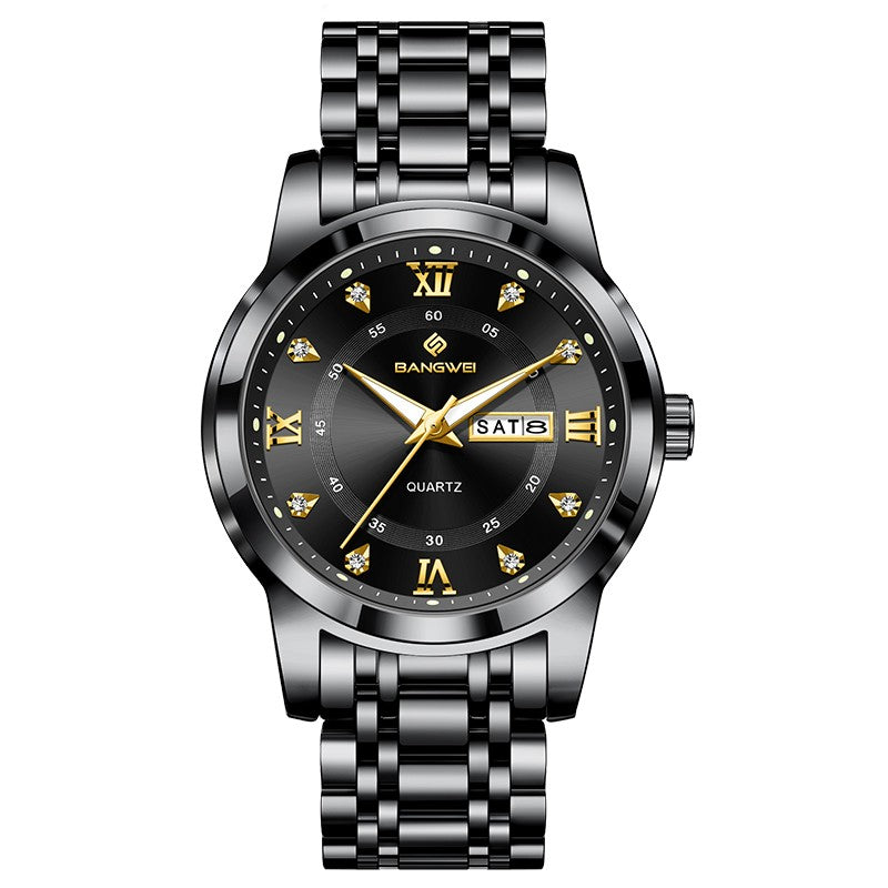 LIGE Brand BANGWEI Quartz Man Watch Fashion Stainless Steel Band Business Luxury Diamond Waterproof Calendar Watches for Men+Box
