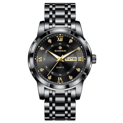 LIGE Brand BANGWEI Quartz Man Watch Fashion Stainless Steel Band Business Luxury Diamond Waterproof Calendar Watches for Men+Box