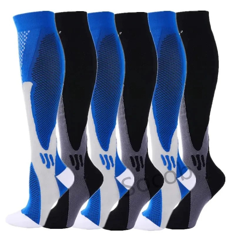 3/6/7 Double Compression Socks Varicose Socks Men Women With Diabetes Pregnancy Elastic Socks Gym Outdoor Sports Rugby Running