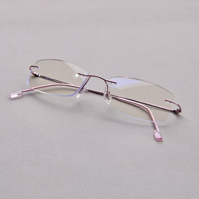 Anti Blue Light Titanium Alloy Rimless Silver Frame Men Women Rectangular 10g Reading Glasses Rimless Prescription Eyeglasses