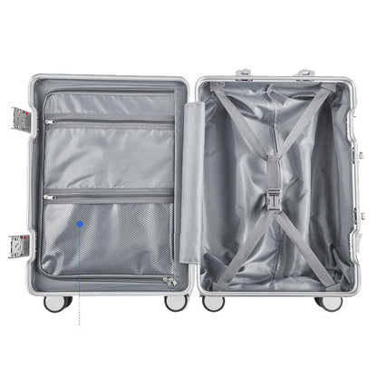 20/24 Inch Front Open Luggage Multifunctional Aluminum Frame Trolley Case with USB Cup Holder Large Boarding Box Suitcase