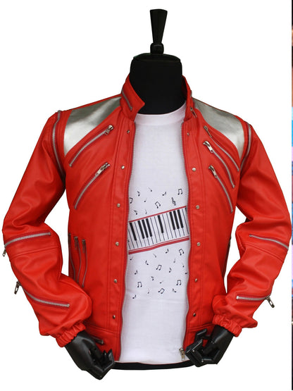 Punk Red Zipper Michael Casual Costumes America Fashion Style Jacket Outwear Imitation
