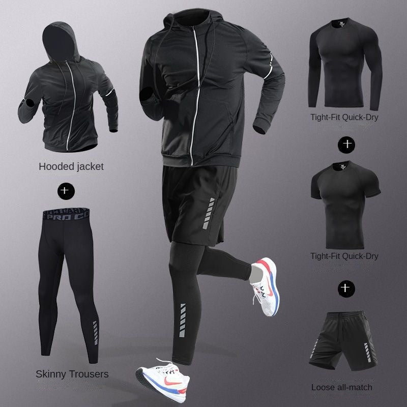 3-7Pcs Men's Ice Fiber Quick-Dry Running Fitness Full Set/Suit Tracksuit For Marathon, Training Cycling?Jogging,Gym? sweatpants