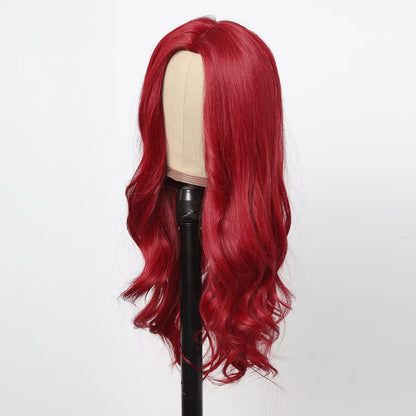 Red Synthetic Wigs Long Body Wavy Wig Natural Hairline Daily Red Hair Heat Resistant Fiber Smooth Party Cosplay Wig